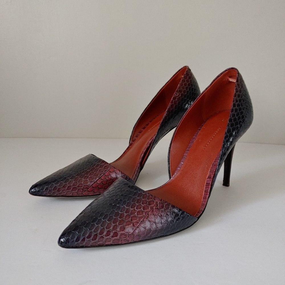 Aerin Faden D'Orsay Pumps Snake Print High Heel Shoes Size 9.5
